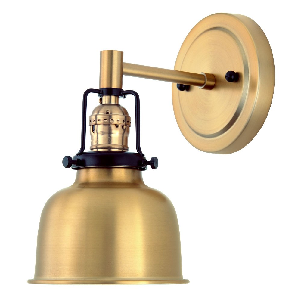 JVI Designs-1223-10 M2-Nob Hill - 5 Inch 1 Light Wall Sconce Satin Brass  Satin Brass/Black Finish with Clear Glass